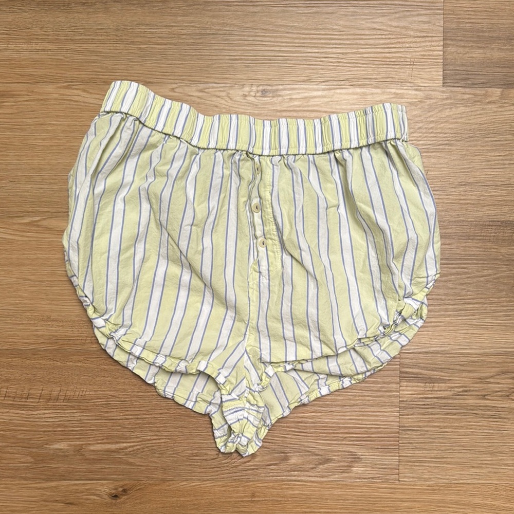 Anthropologie Lemon and Sky Striped Shorts